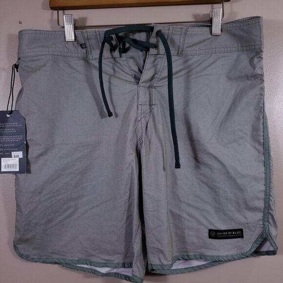 United By Blue Boardshorts Mens 36" Kingfisher Scallop Gray Organic Cotton Blend - Picture 2 of 11